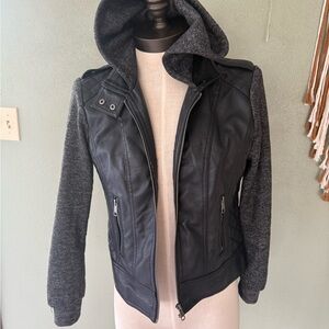 Women's Black and Gray Hooded Jacket